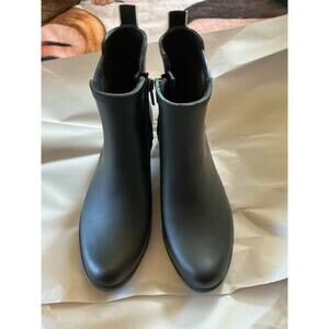 LUCKY BRAND LP-Bunita Women's Boot Rain Rubber Heel Zip Bootie 7M 37 1/2 Black